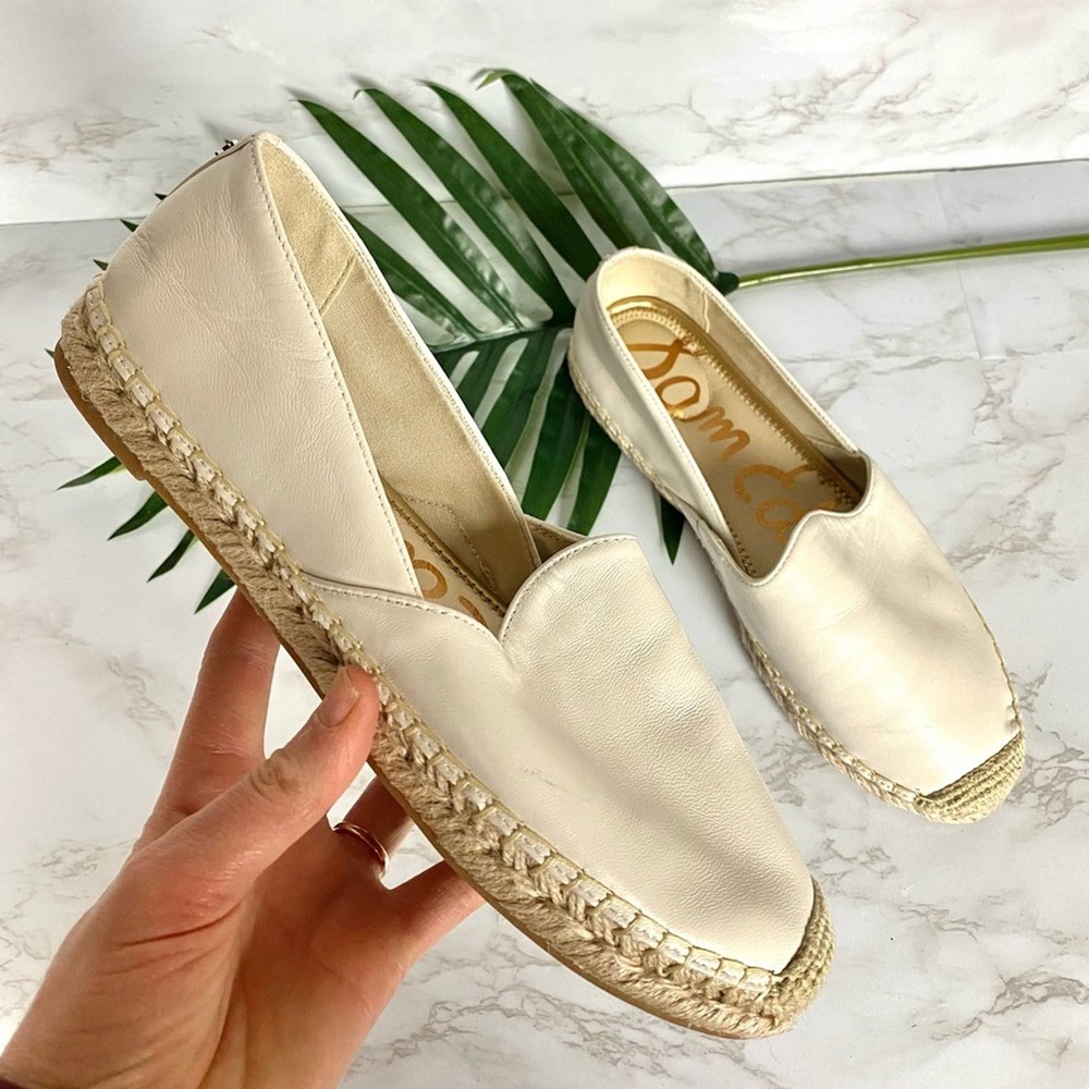 Sam Edelman Kesia Espadrille Off White Leather Flats Size 9 New With Tags - Picture 5 of 14